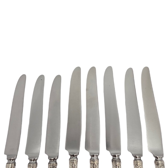 Set of 8 Gorham Medici Old Sterling Silver Handle Knives w/Mono 8 5/8\